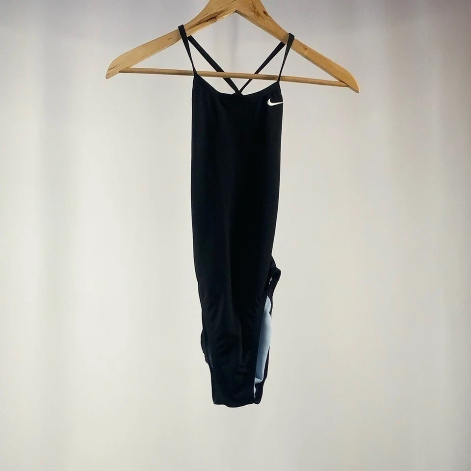 NWT Nike Poly Core Performance Cutout One-Piece Swimsuit in Black Size Girls 10 - Image 4 of 4