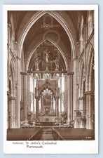 St John's Cathedral Portsmouth England RPPC Vintage Postcard Interior