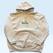 Vintage Looney Tunes Tweety Hoodie Sweatshirt Mens XL Gray Fleece USA 90s
