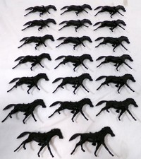 Vintage 1960's 1970's Louis Marx 20 Plastic 2.5" Black Horse Figure Lot