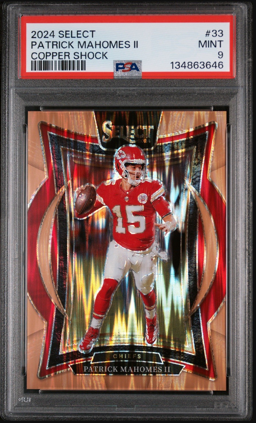 2024 PANINI SELECT COPPER SHOCK #33 PATRICK MAHOMES II 115/299 PSA 9