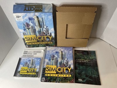 SimCity 3000 Unlimited PC Big Box 2000 Y2K with Spiral-Bound Manual Vintage CIB
