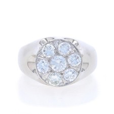 White Gold Diamond Men's Ring - 14k Round Brilliant 1.53ctw Cluster
