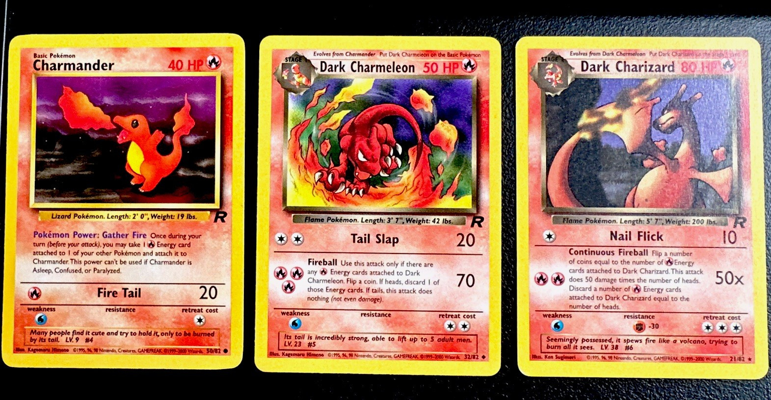 2000 Pokemon Team Rocket 3 card set 🔥Charmander, Charmeleon, and Charizard