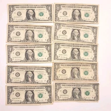 2013 $1 Dollar Star Note B FW  Duplicate Serial Number Error Lot Of 10 Note