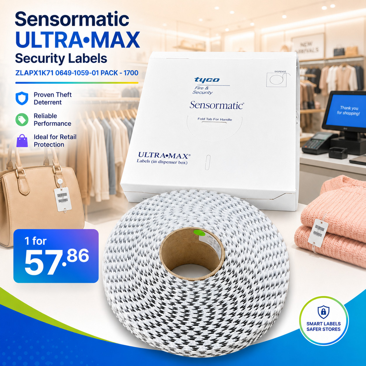 Sensormatic ZLAPX1K71 Security Tags Tyco Ultra Max 0649-1059-01 PACK - 1700