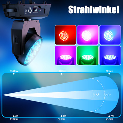 36x18W Wash Zoom Beam Moving Head Scheinwerfer LED Bühnenlicht DMX Disco Party
