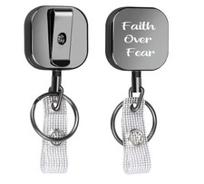 Christian Badge Reel Faith Over Fear Retractable ID Inspirational Quote 2Pack