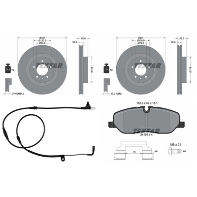 TEXTAR BREMSSCHEIBEN 337mm+ BELÄGE VORNE passend für LAND ROVER DISCOVERY 3 L319
