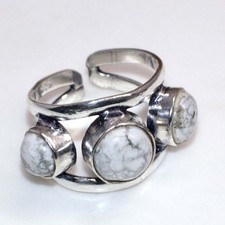 Decent Howlite 925 Silver Plated Gemstone Handmade Ring US FreeSize MJ