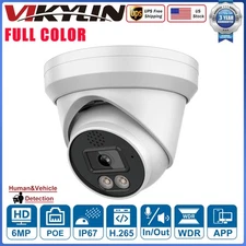 VIKYLIN 6MP Security Turret IP Camera Built-in Mic 24H Full Color Night Vision