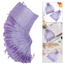 20 Pcs Portable Sundries Storage Linen Drawstring Bags Gift Pouches Purple