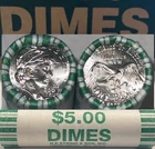 1 ROLL (50 Coins) 2026 P Uncirculated Dimes in Original Bank Wrappers