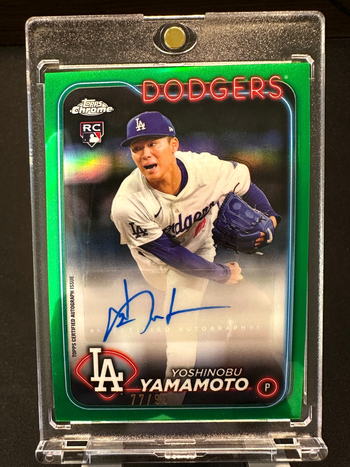 2024 Topps Chrome Update YOSHINOBU YAMAMOTO Rookie Auto Green Refractor RC /99