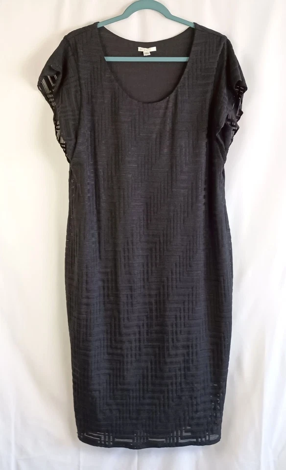 Vestido Vaina Cato Negro Manga Corta Forrado Cuello Redondo Midi Para Mujer Talla XL Foto 2 de 4