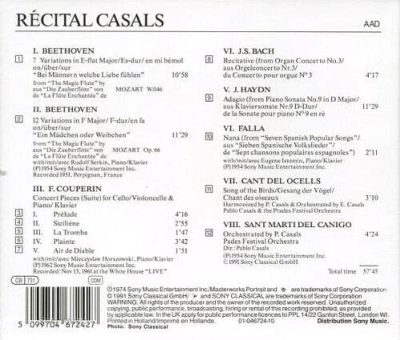 Cello Masterworks/Pablo Casals：未使用品CD Cello Masterworks/Pablo Casals：未使用品CD