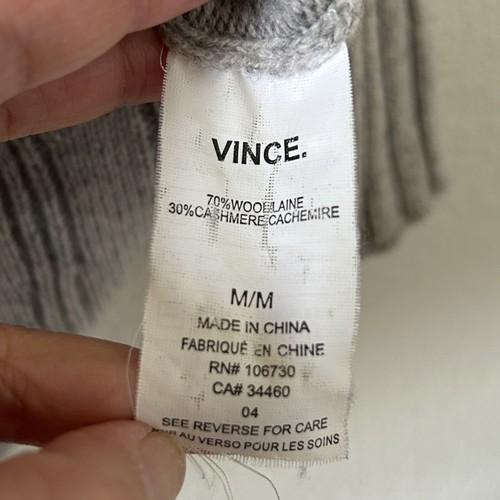 VINCE Women Wool Cashmere Knit Sweater Sz Medium 3-D Waterfall Stripe Gray - Picture 7 of 8