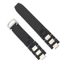 20MM RUBBER SILICONE BAND RUBBER STRAP FOR CARTIER 21 CHRONOSCAPH WATCH BLACK