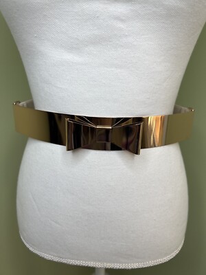 Unbranded Metallic Gold Bow Belt Metal Elastic Stretch Clasp Small