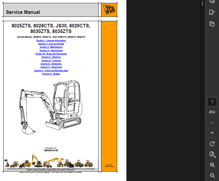 JCB 8035 ZTS MINI EXCAVATOR SERVICE REPAIR SHOP MANUAL PDF USB | eBay