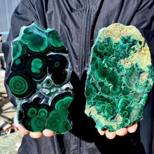 2.86LB A Pair Natural Green Malachite Crystal Flaky Pattern Ore Specimen - 第 11/13 張圖片