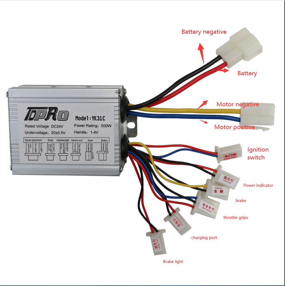 Kit Contrôleur Moteur 24V 500W Pour Scooter électrique, VTT, E-bike
