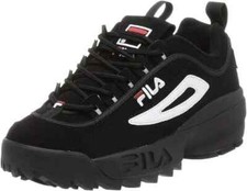 Fila Men's Strada Disruptor fashion sneakers, Black/White/Vin Red