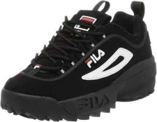 Fila Men's Strada Disruptor fashion sneakers, Black/White/Vin Red