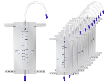 #ad 1000 ml Urine Leg Bag 10 Pack Easy Tap Disposable Urinary Drainage Bag $29.99