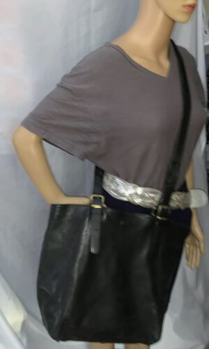 pre-loved auth MAISON MARTIN MARGIELA black lambskin leather TOTE bucket BAG - Picture 2 of 15