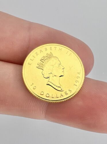 1994 $10 Dollars Canadian 1/4 oz Gold Coin Maple Leaf Elizabeth II - MINT - Afbeelding 1 van 5