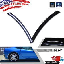 2x Smoked Rear White LED Side Marker Lights For Chevrolet Corvette C7 2014-2019