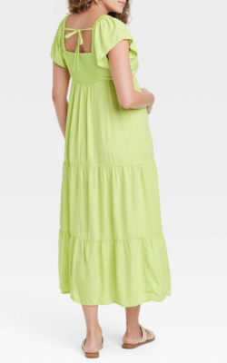 Isabel Maternity Lime Green Tiered Midi Flutter Dress Large NEW | eBay