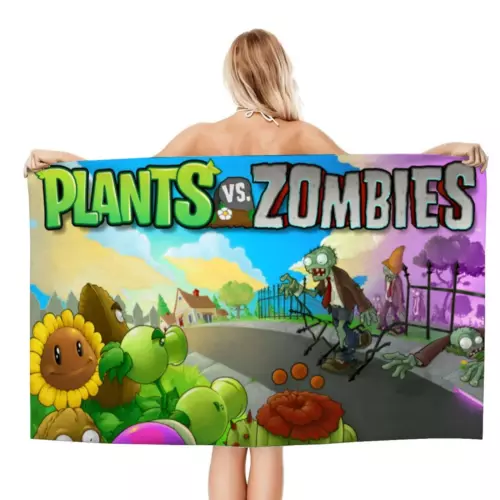 Plants & Zombies Beach Towel Gift Birthday Holiday Games Pool Towel Customizable