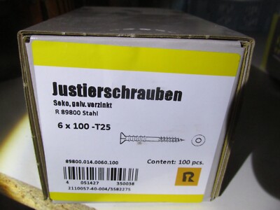 Reyher Justierschrauben 100Stück 6x100mm Galv. verzinkt I-25 / Aktion H2Breg5
