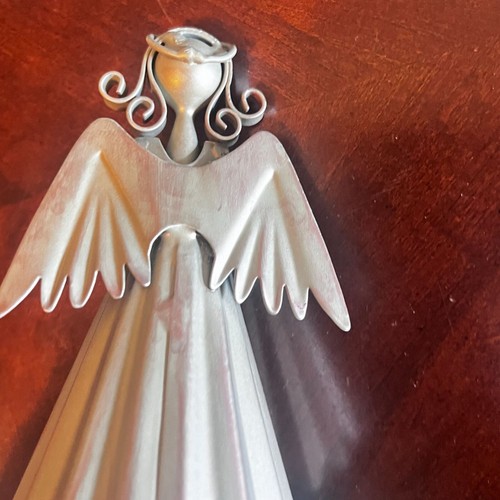 Soporte Medias Chimenea Ángel Metal Plata Decoración Navidad - Imagen 4 de 4