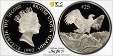 1993-FM British Virgin Islands $25 Dollars Bald Eagle Silver PCGS PR69 DCAM