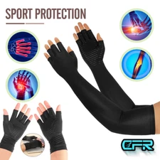 COPPER INFUSED COMPRESSION LONG ARTHRITIS GLOVES ORTHOPEDIC FINGERLESS RELIEF