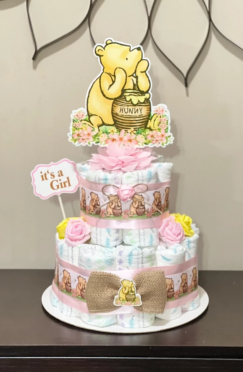 Tier Winnie The Pooh Diaper Cake Baby Shower Girl Table Centerpieces