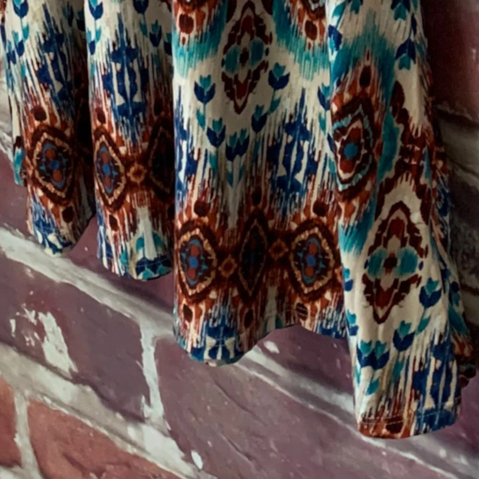 Falda Loveappela Mujer Pequeña Azul Marrón Boho Abstracta Pull On Foto 4 de 4