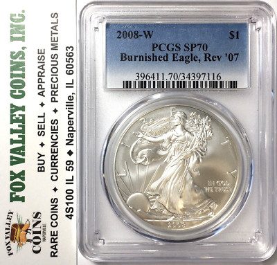 2008-W BURNISHED AMERICAN SILVER EAGLE - REVERSE OF 2007