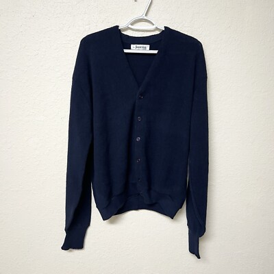 Jantzen Vintage Cardigan Mens Button Sweater Size XL Blue