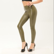 Femme Leggings Simili Cuir PU Crayon Pantalon Mat Extensible Skinny Sexy