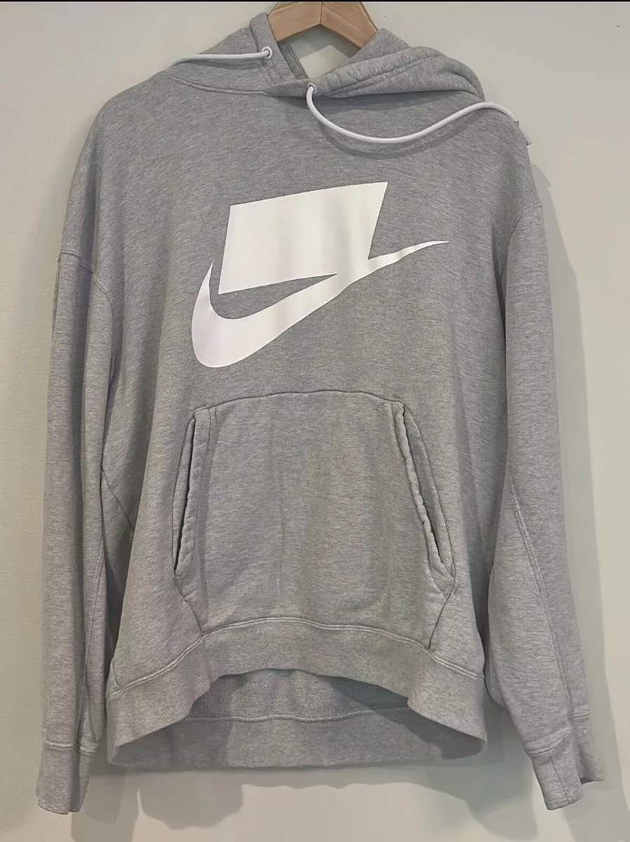 Nike Sportswear Gray French Terry Pullover Hoodie Blocked Not a Sample