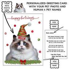 Custom Christmas Greeting Card with Pet Portrait Upload Your Own Photo