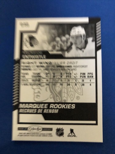 2020-21 O-PEE-CHEE MARQUEE ROOKIE #646 MACKENZIE ENTWISTLE CHICAGO BLACKHAWKS - Picture 2 of 2