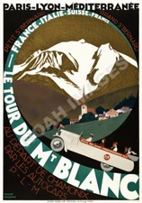 Route des Alpes vintage automobile train travel poster 16x24
