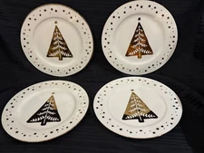 St. Nicholas Square Gold SHINE BRIGHT  Christmas Tree Dinner Plate Set Of 4 Four