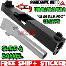 AGGRESSIVE ARMS MALPARIDO RMR SLIDE + STAINLESS BARREL For GL0CK 21 45 45ACP g21