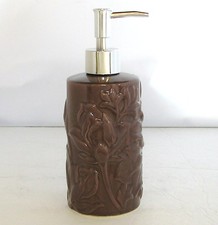 NEW PURPLE,DARK BROWN 3D FLORAL DESIGN CERAMIC BATHROOM SOAP,LOTION DISPENSER